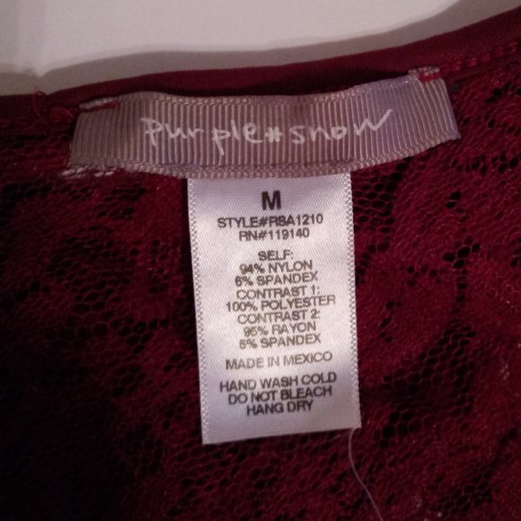 Purple Snow lace & back bow tie blouse sz M - Picture 4 of 8